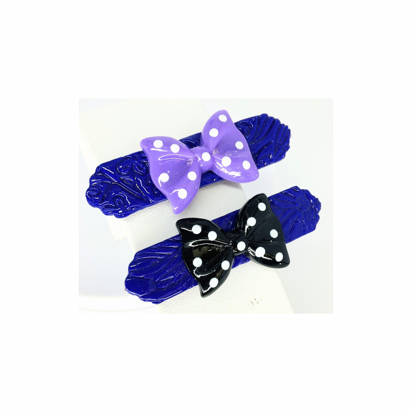 Deep Purple Hair Clips with PolkaDot Bows-Crafting By BB