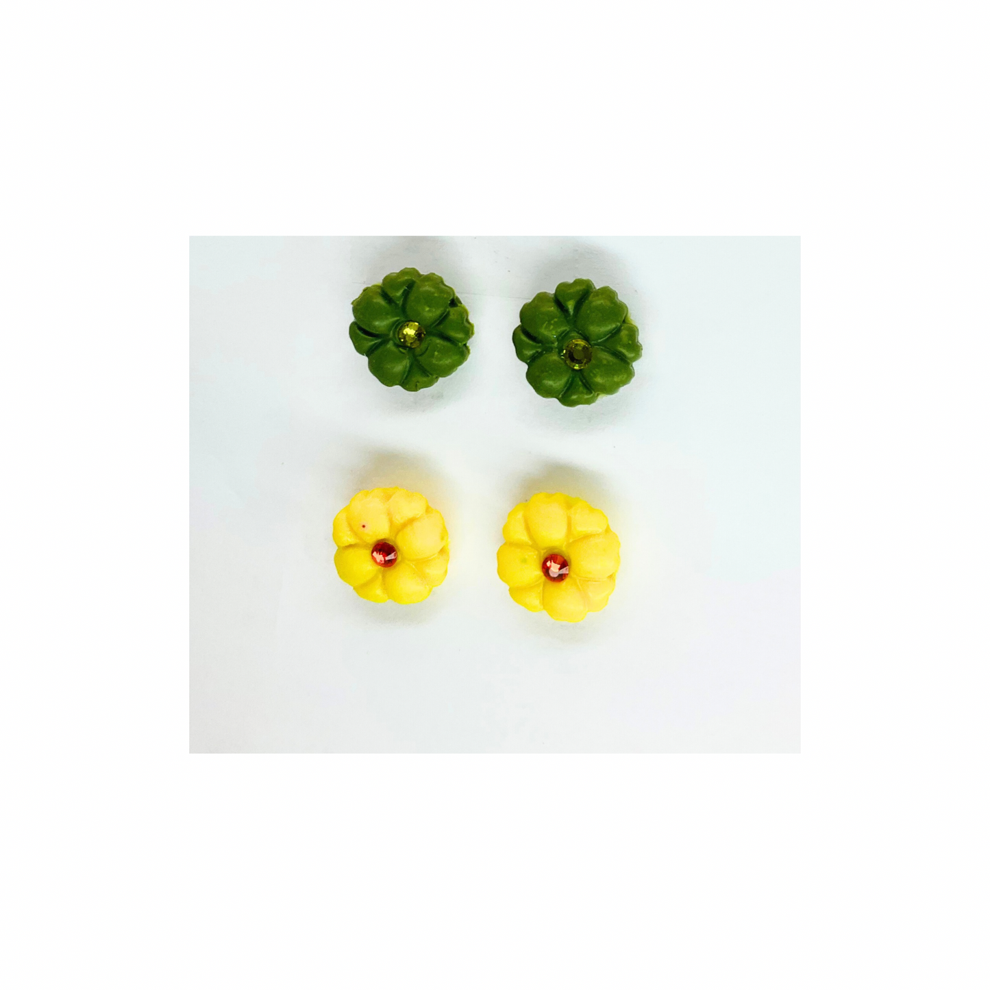 Green and Yellow Flower Stud Earrings-Crafting By BB