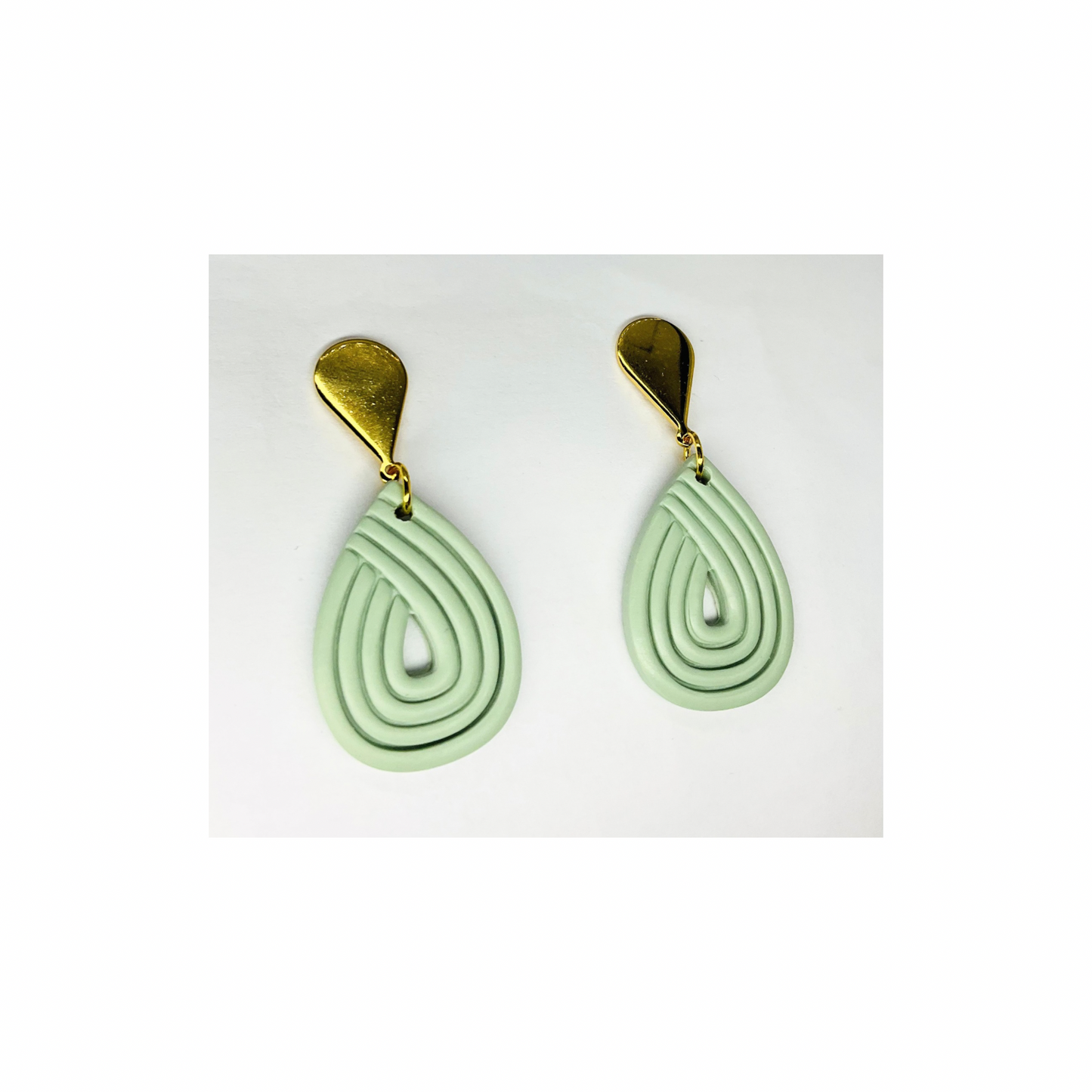 Mint Green Teardrop Dangle with Gold Teardrop Stud Earrings-Crafting By BB