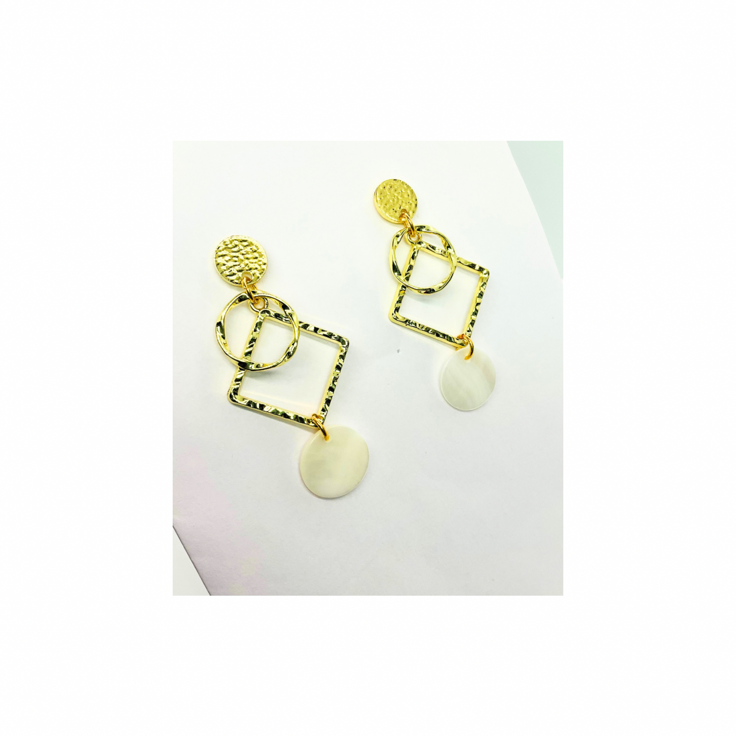 Spot Cream and Gold Collection Stud Dangle Earrings for Female with Unique Design Elements