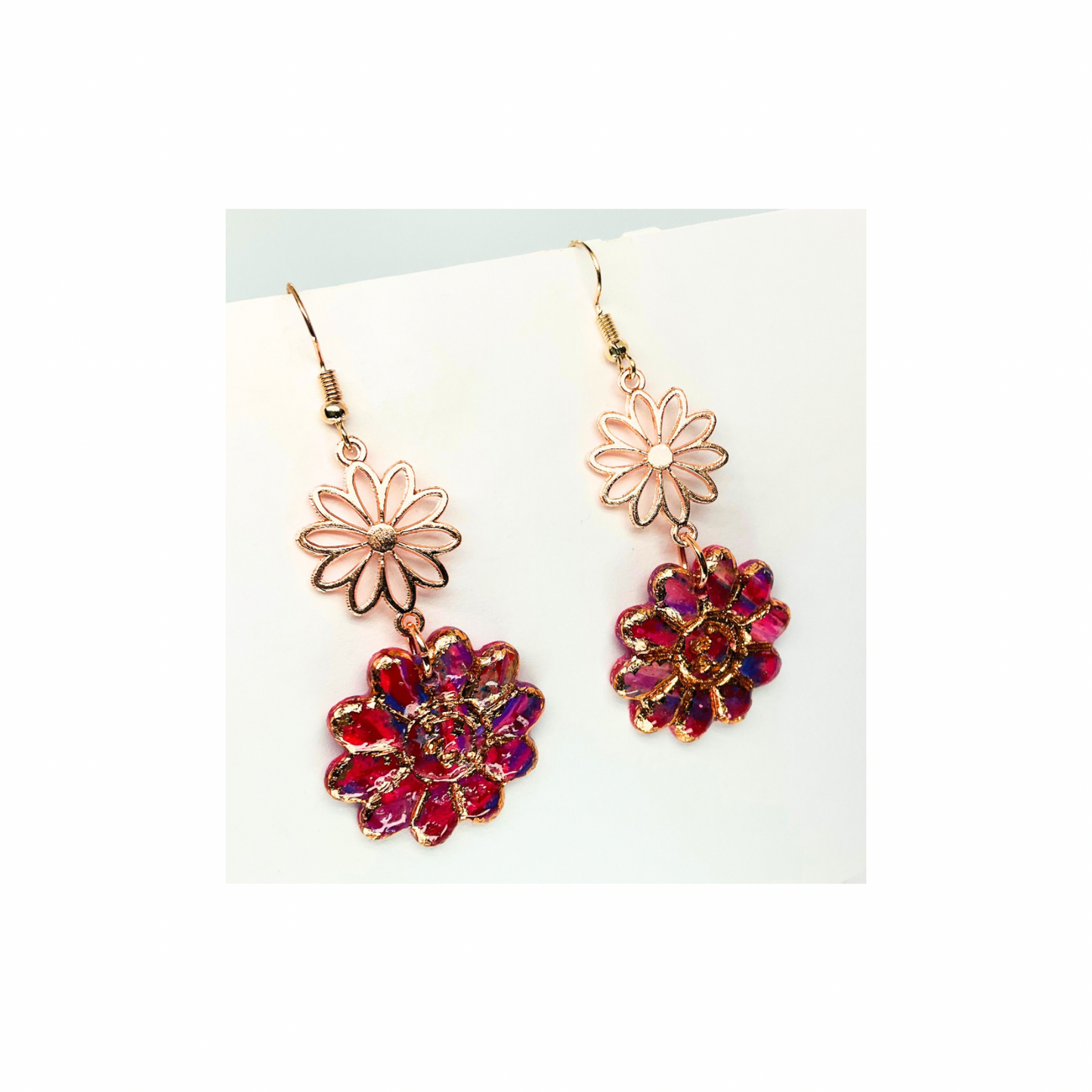 Rose Gold Collection Sunflower Shape with Rose Gold Sunflower Charm Dangle Earrings for Female Fashion Jewelry