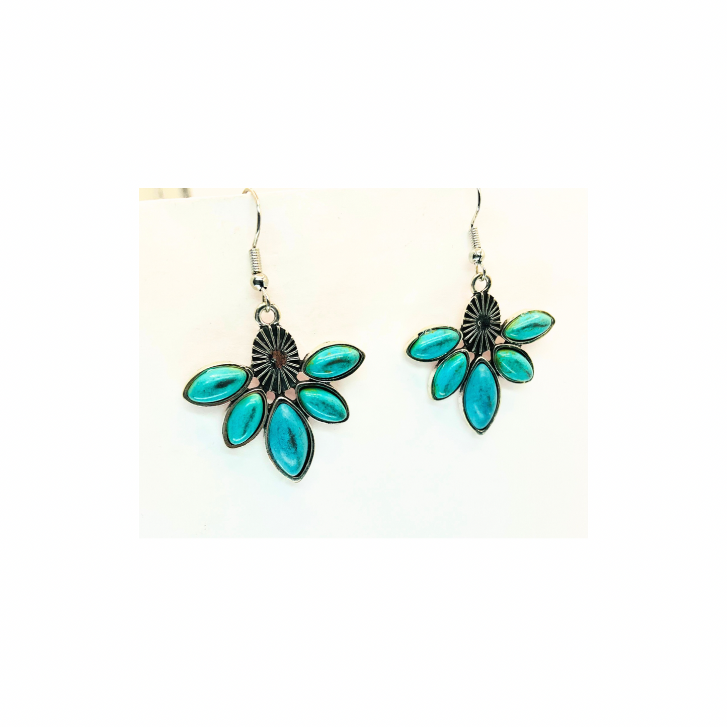 Turquoise and Silver Boho Western Dangle Earrings
