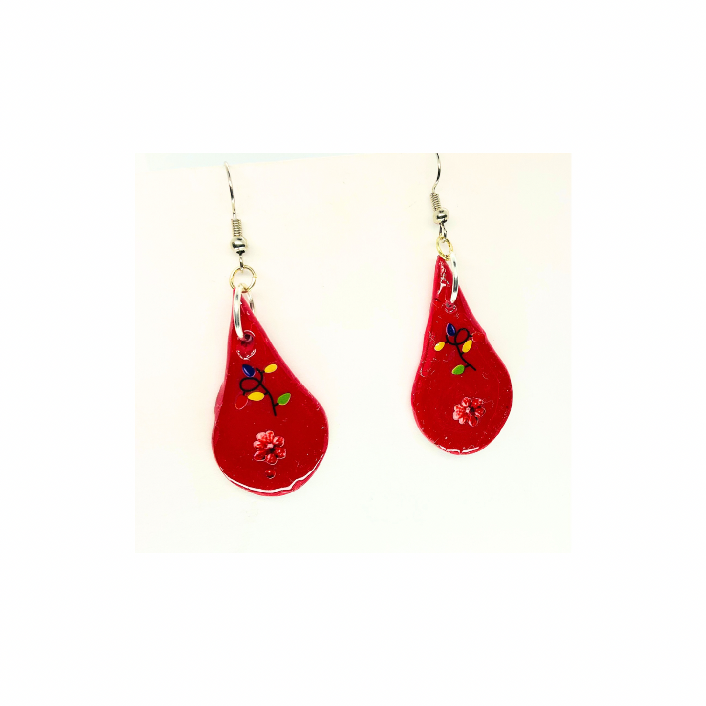 Christmas in July Collection Red Teardrop with Lights Dangle Earrings Featuring Festive Design