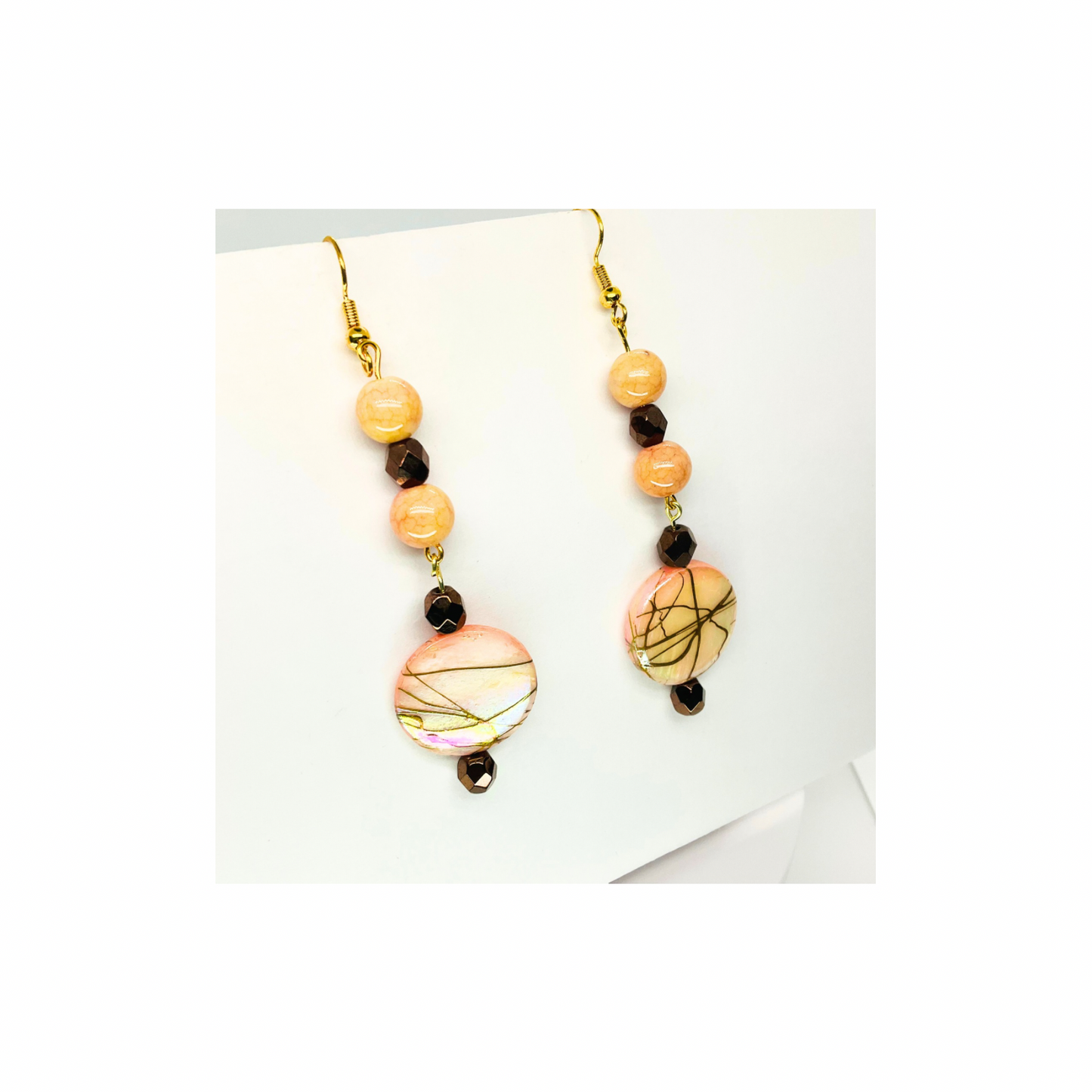 Rose Gold Collection Round Rose Shimmer Bead Dangle Earring for Female with Unique Design Elements