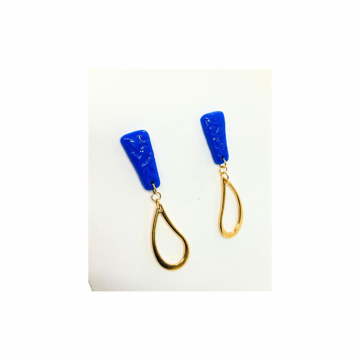 Royal Blue Stud Earrings with Gold Accents