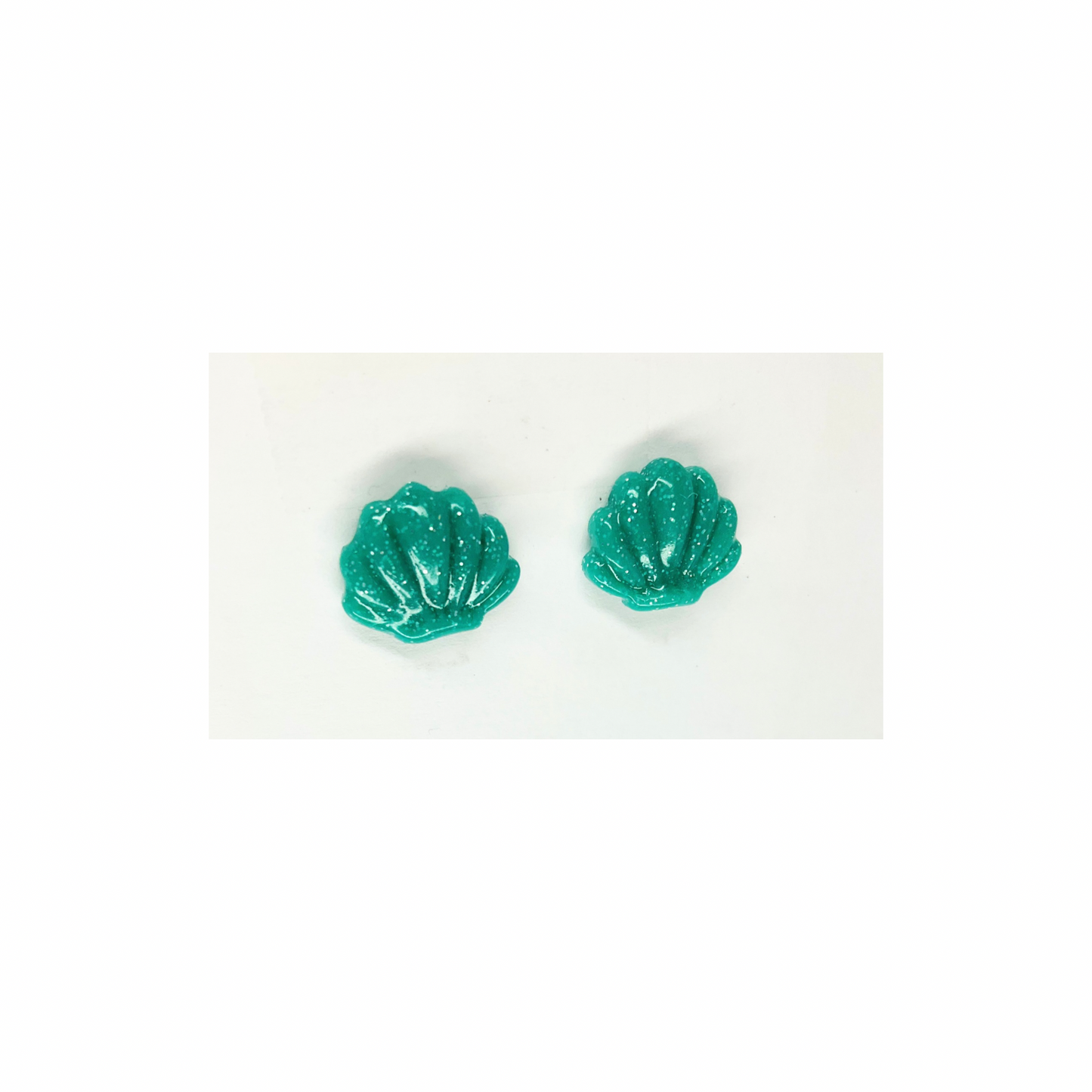 Green Sparkle Shell Stud Earrings | Crafting By BB