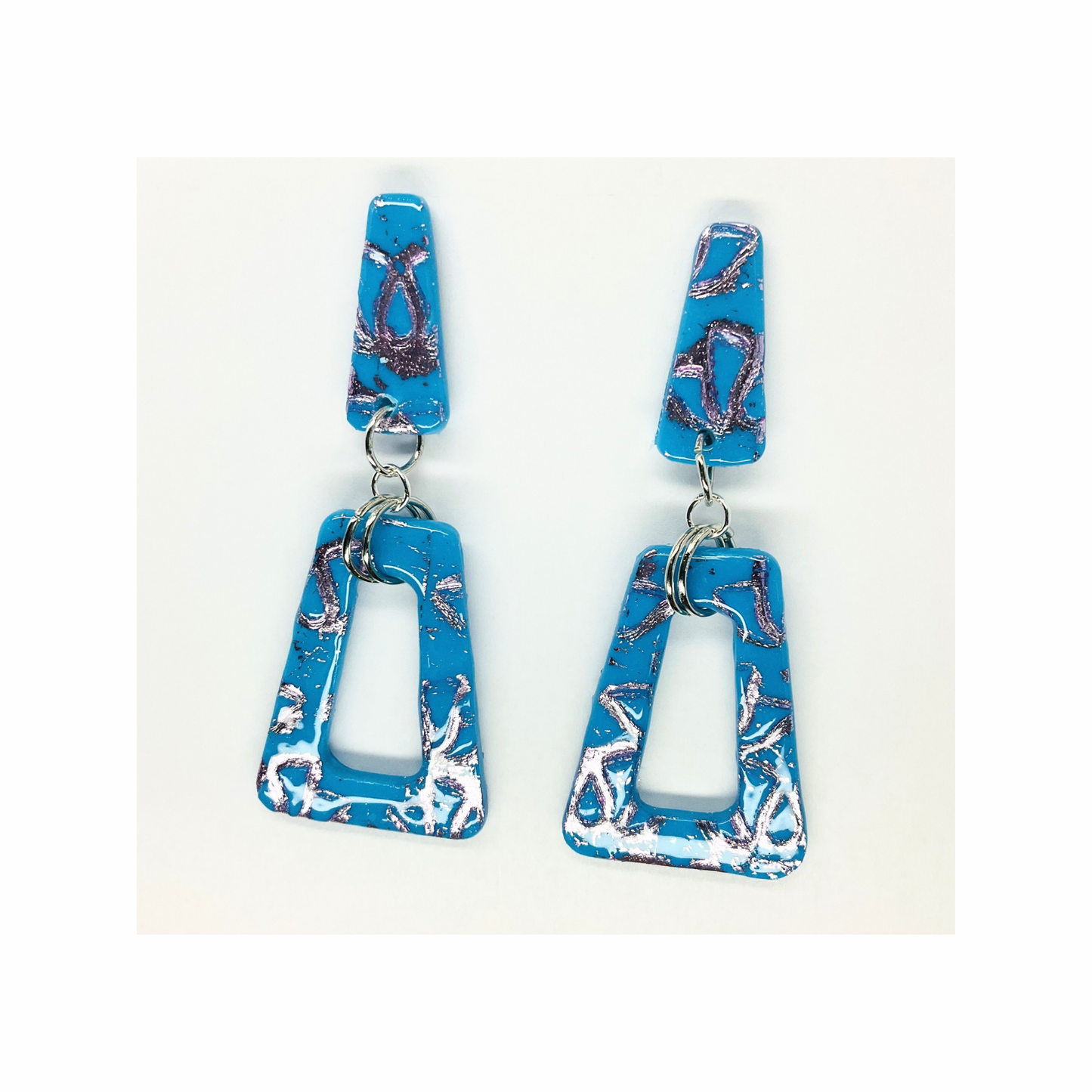 Azure Blue and Purple Stud Dangle Earring-Crafting By BB