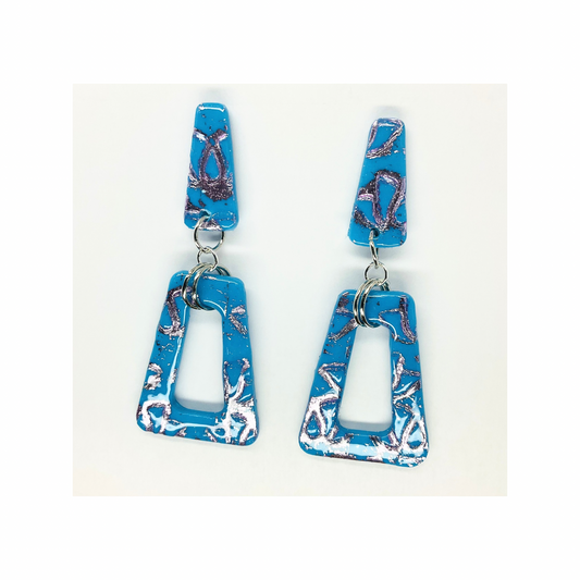 Azure Blue and Purple Stud Dangle Earring-Crafting By BB