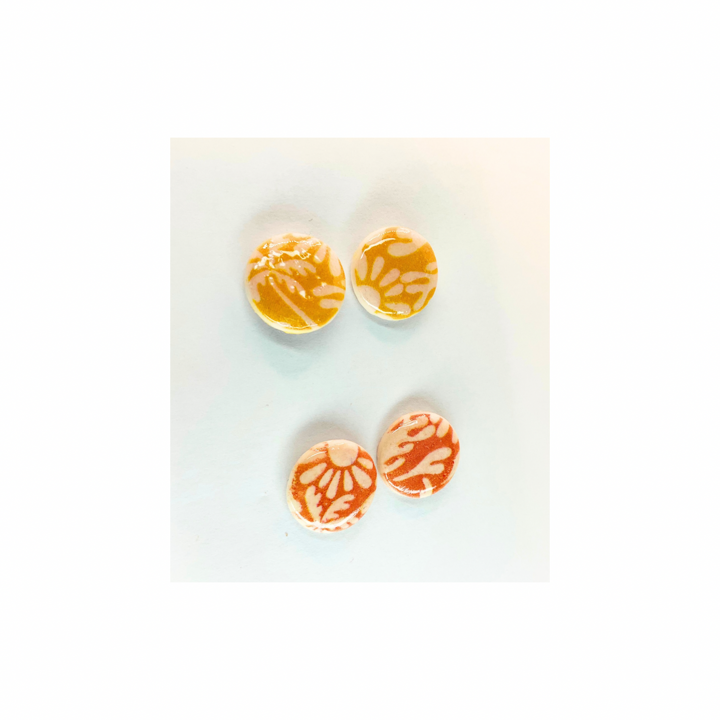 Beach Bloom Collection Yellow and Salmon Stud Earrings