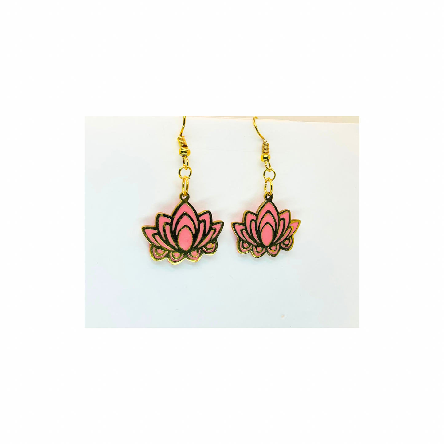 Coral Pink and Gold Flower Dangle Earring-Crafting By BB