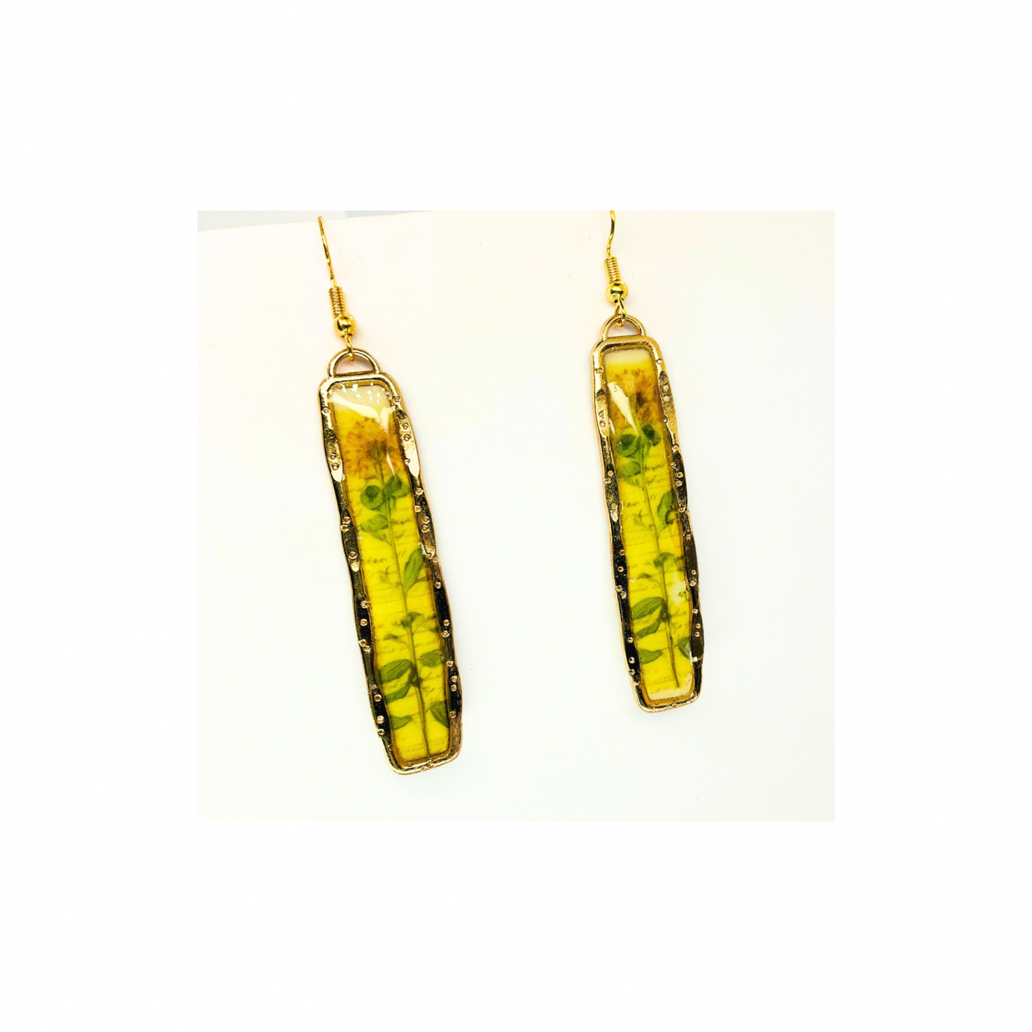 French Garden Collection Gold Bar Flower Dangle Earring