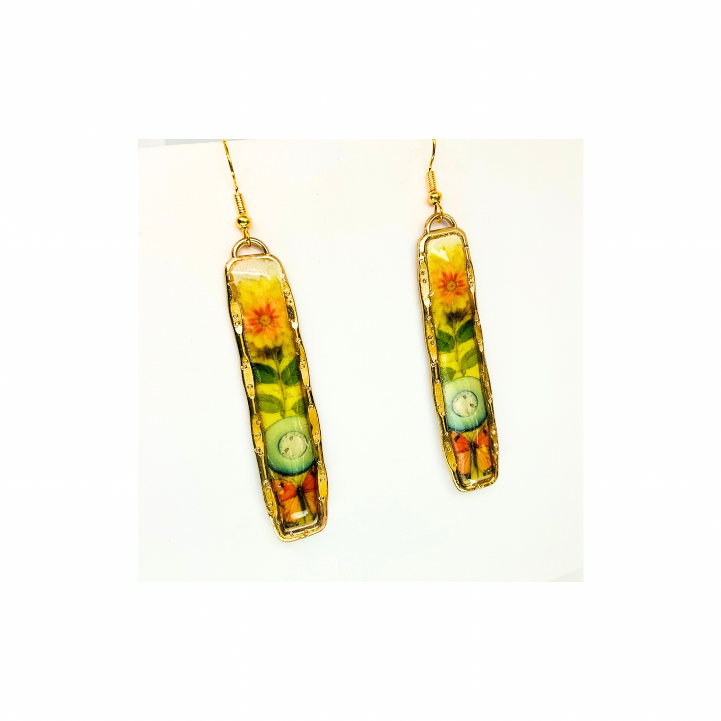 French Garden Collection Gold Bar Floral Dangle Earring