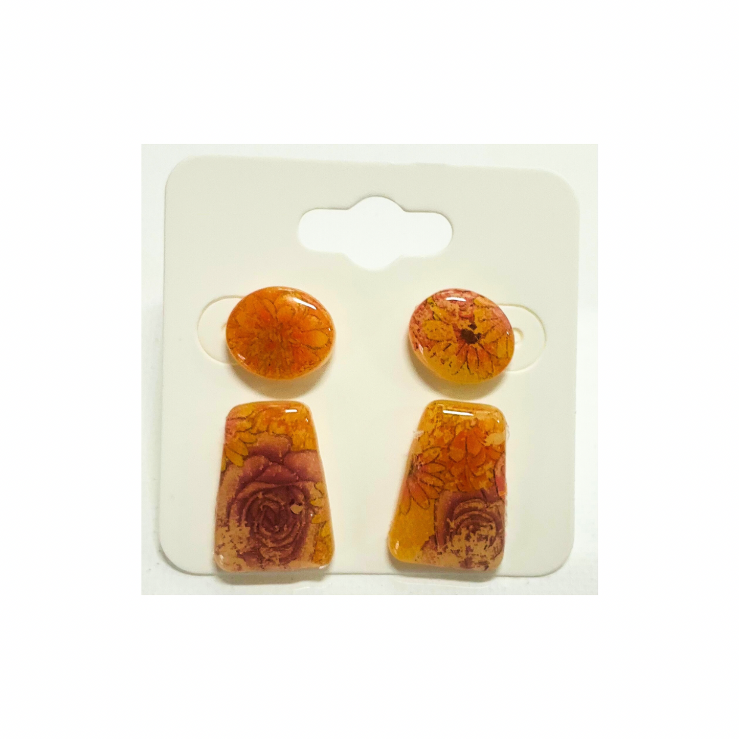 Translucent Flower Stud Set of Two Earrings