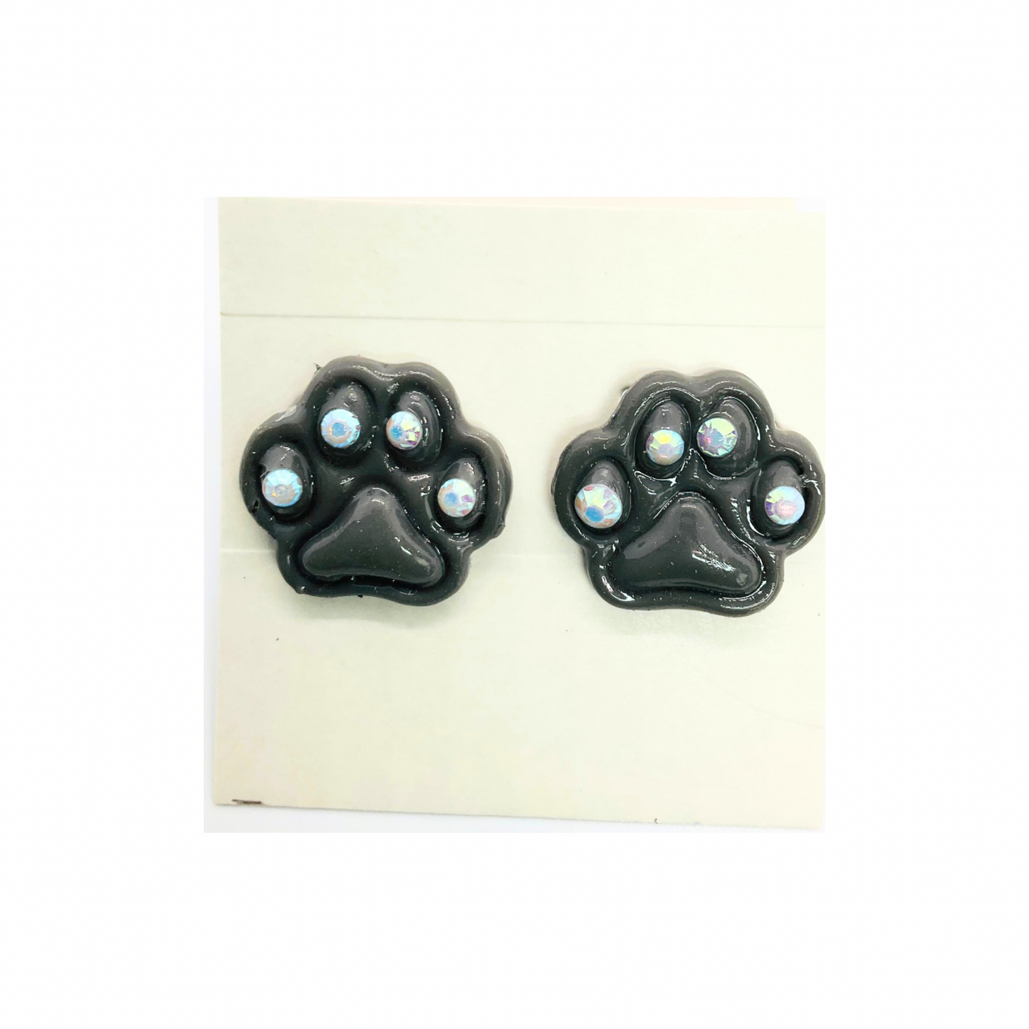 Doggie Stud Earring Paw and Face with Rhinestones