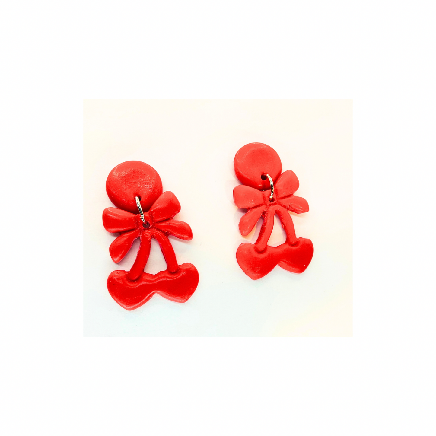 Red Cherry Stud Dangle Earrings