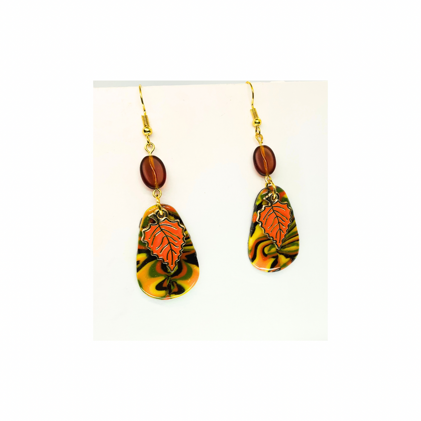 Fall Collection Orange Leaf Charm Dangle Earring - Elegant Orange Leaf Design with Graceful Movement & Versatile Style