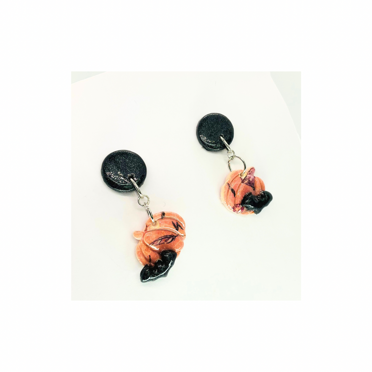 Wizard Collection Pink Pumpkin with Bat Stud Earrings - Fun Quirky Design for Women's Fashion Accessories