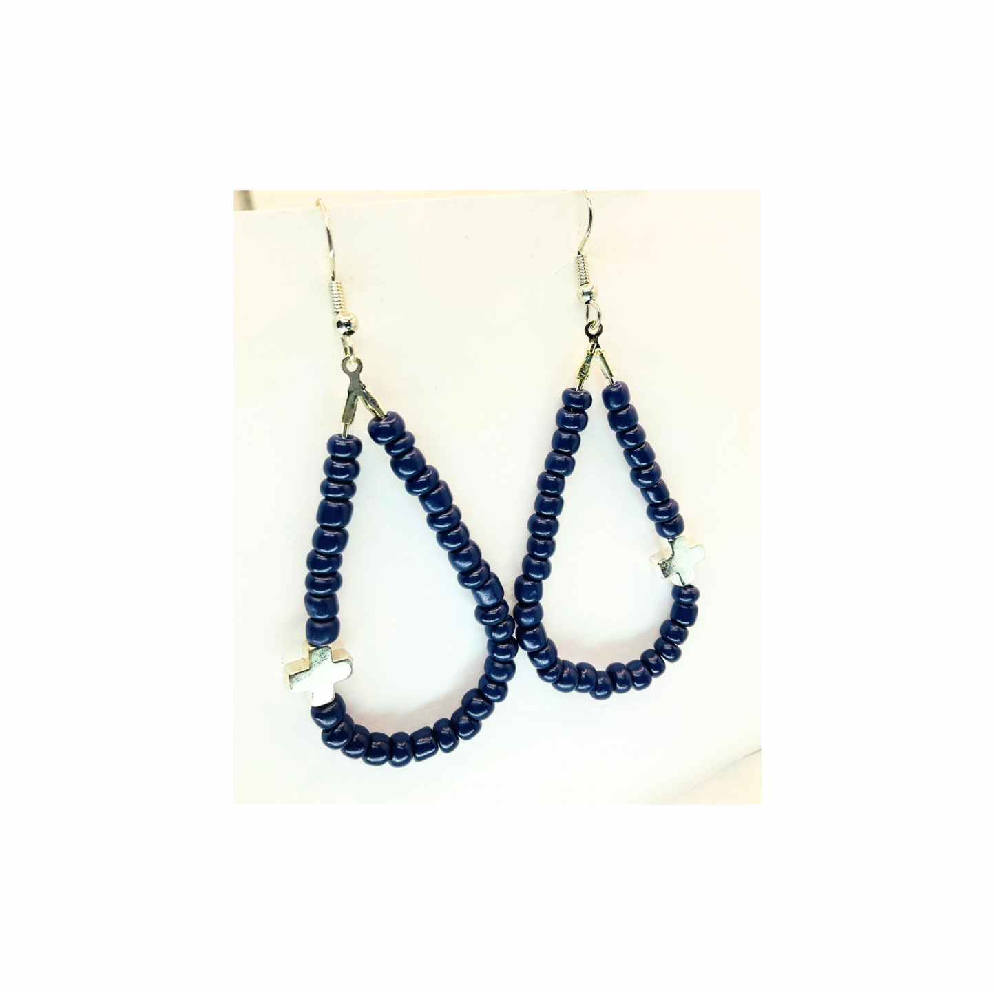 Deep Purple Teardrop Dangle Cross Earring
