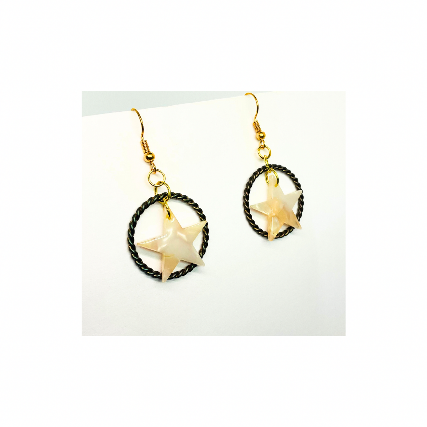 Tortoise Collection Cream Star Dangle Earring - Elegant Female Jewelry with Unique Star Design & Dangle Style
