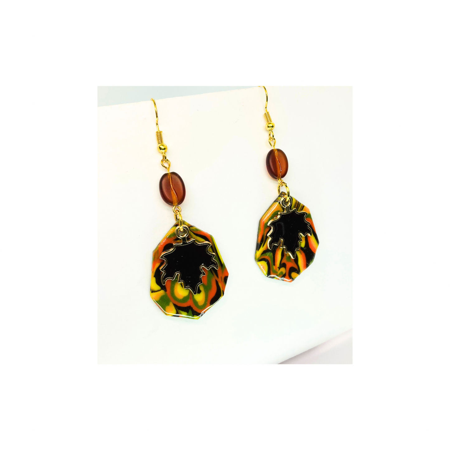 Fall Collection Brown Leaf Dangle Earring - Elegant Brown Leaf Motif & Dangle Style for Everyday Wear & Special Events