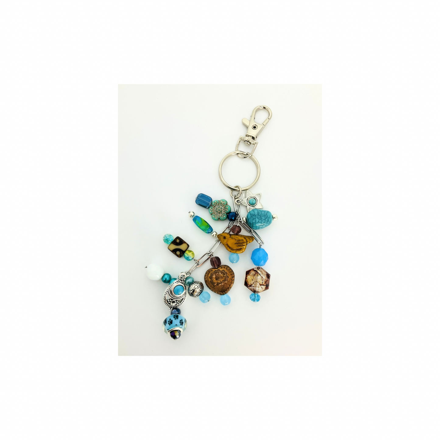Beaded Purse Charm in Blue and Brown-Crafting By BB