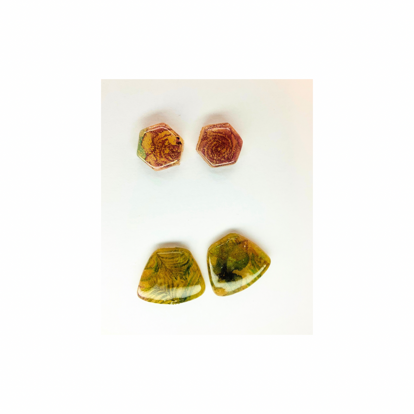 Opaque Translucent Stud with Floral Earrings