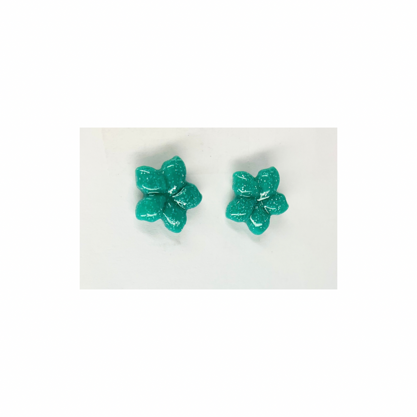 Green Sparkle Ocean Flower Stud Earring-Crafting By BB
