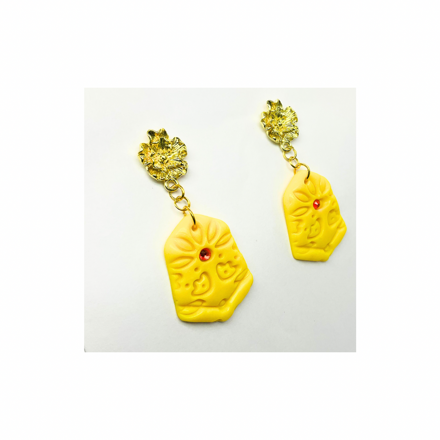 Yellow and Gold Dangle Earring
