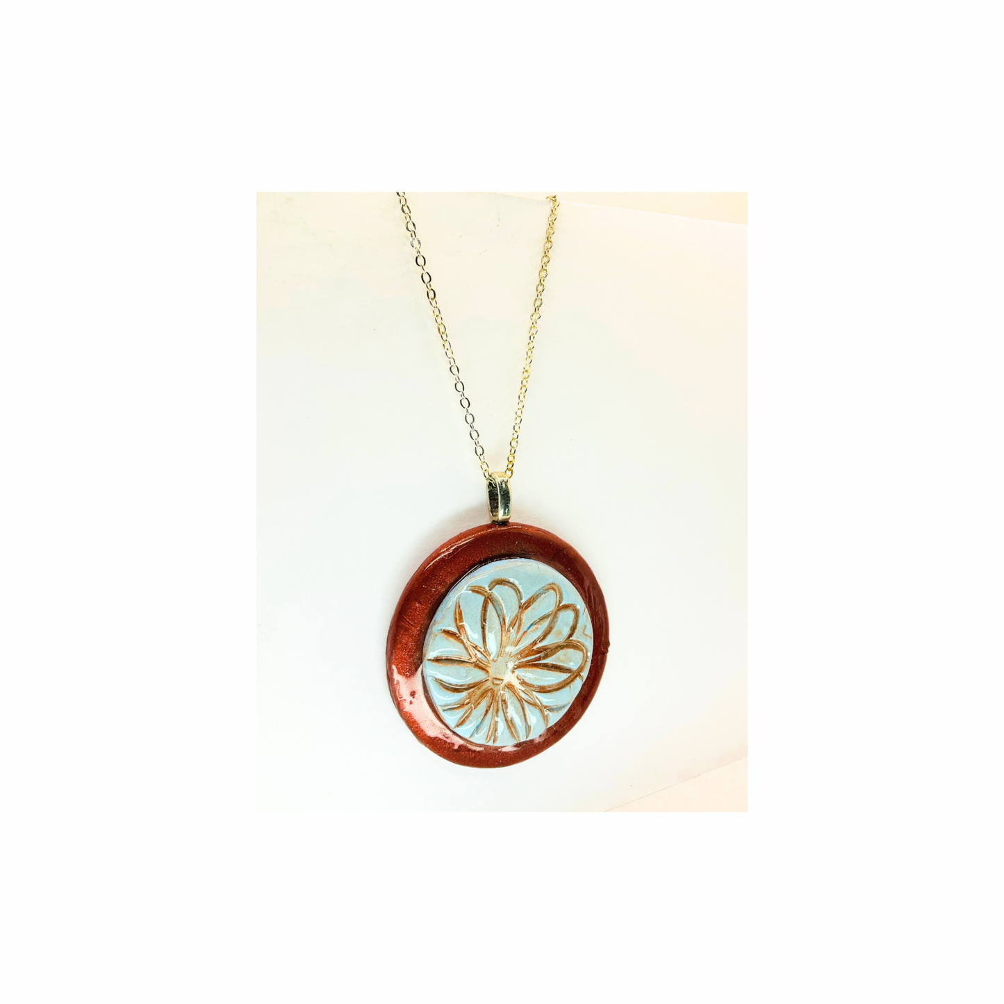Lotus Flower Bronze and Blue Layered Necklace | 18-inch | Crafting By BB