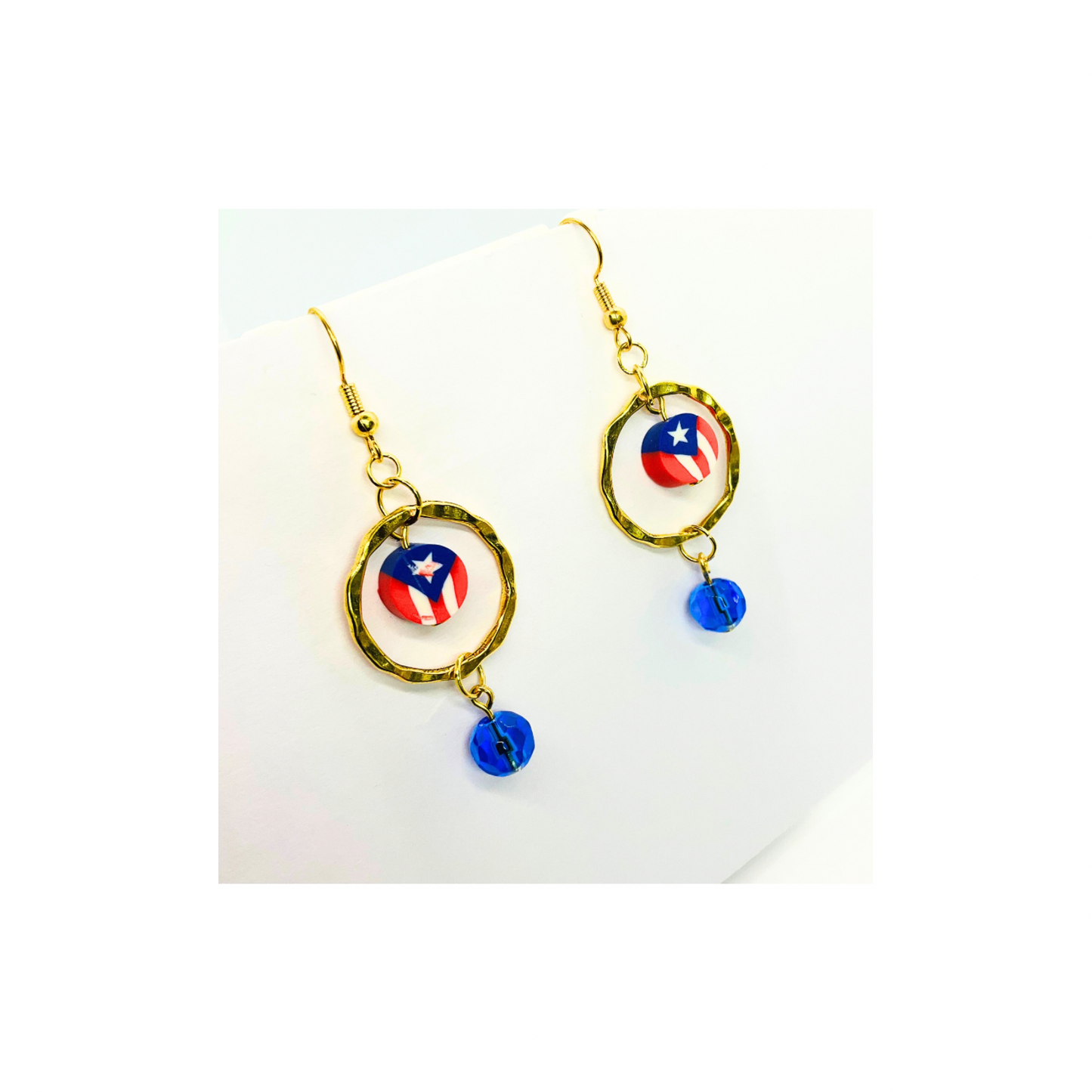 Patriotic Collection Red White Blue Dangle Earring - Vibrant Flag Design for Female Patriotic Occasions