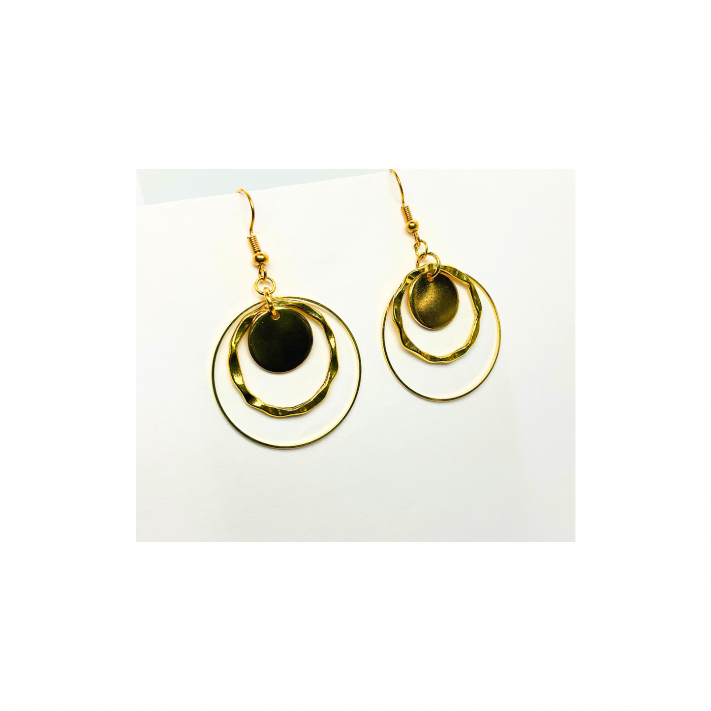 Spot Gold Collection Circle Dangle Earrings for Female - Gold-Tone Circular Design Fashion Jewelry