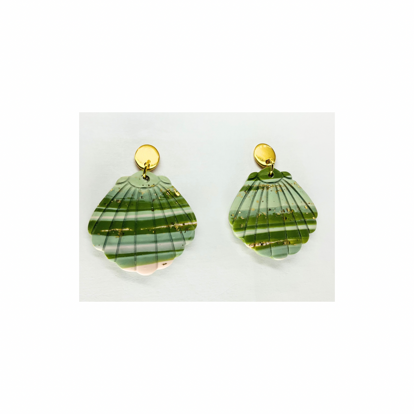 Variegated Shell Dangle with Gold Oval Stud Earring-Crafting By BB