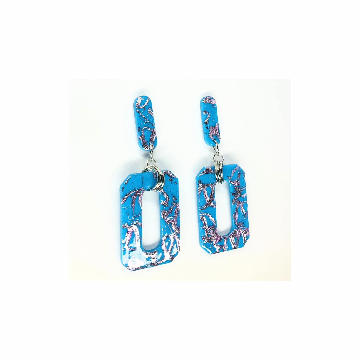 Azure Blue Rectangle Stud Dangle Earring-Crafting By BB