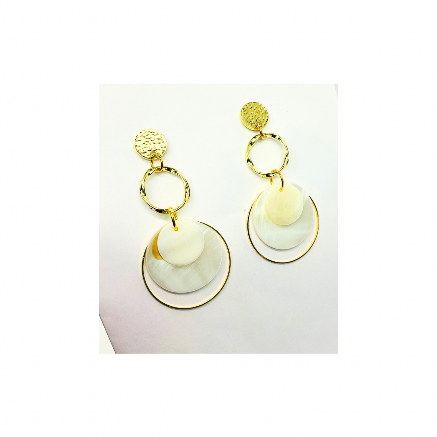 Spot Cream and Gold Collection with Gold Circle Stud Dangle Earrings