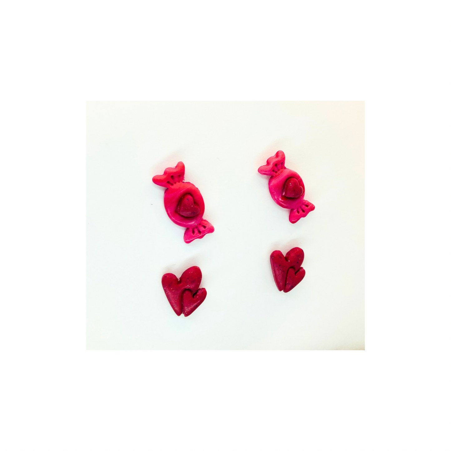 Pink Heart Wrapped Candy and Double Heart Stud Earrings-Crafting By BB