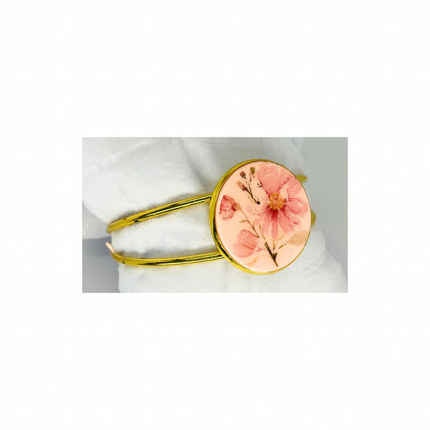 Gold Open Back Cuff with Flower Bezel Bracelet-Crafting By BB