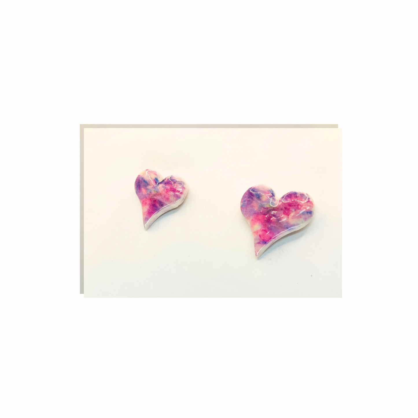 Purple Watercolor Stud Heart Earrings