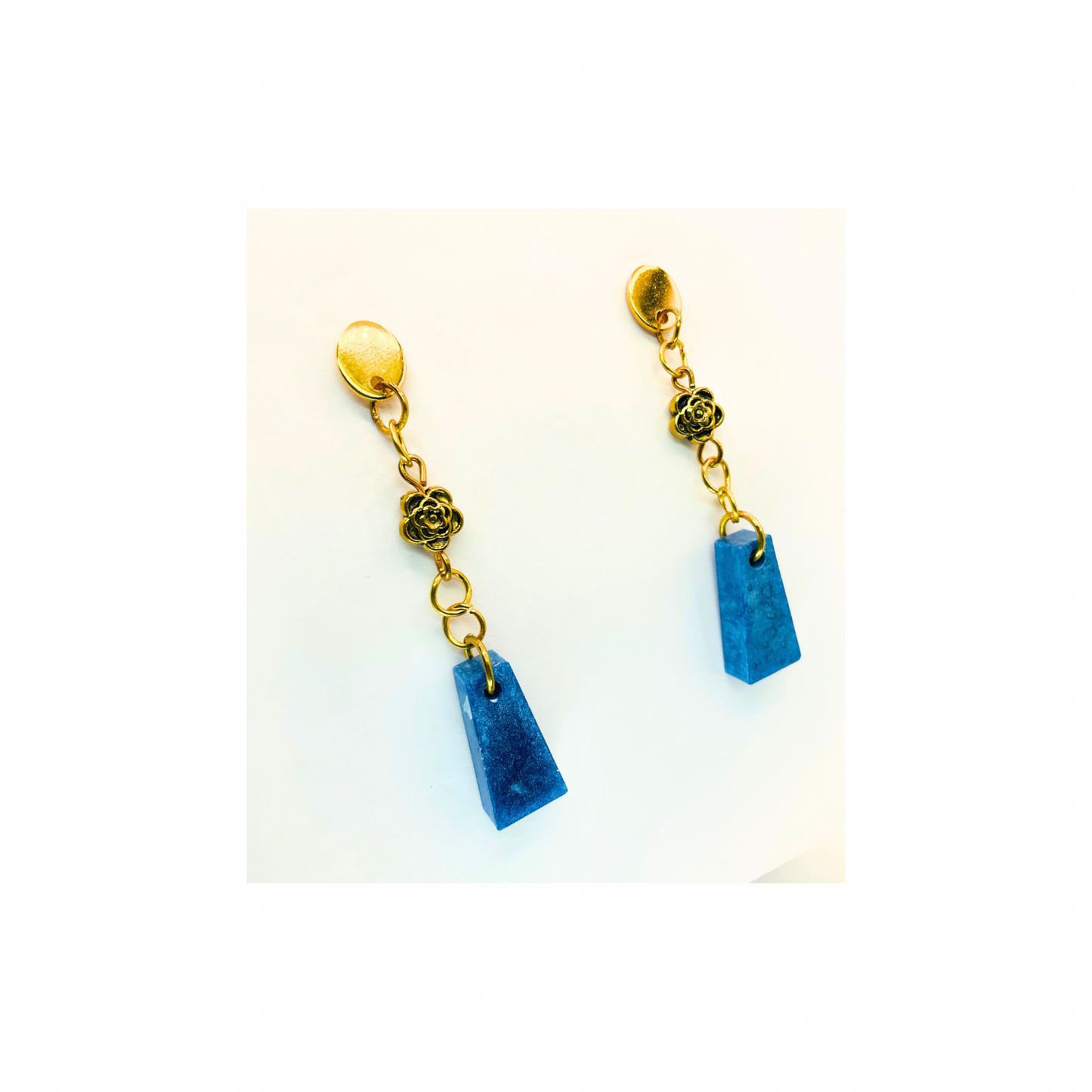 Blue Drop Earrings Stylish, Elegant Jewelry for Everyday Wear Flower
