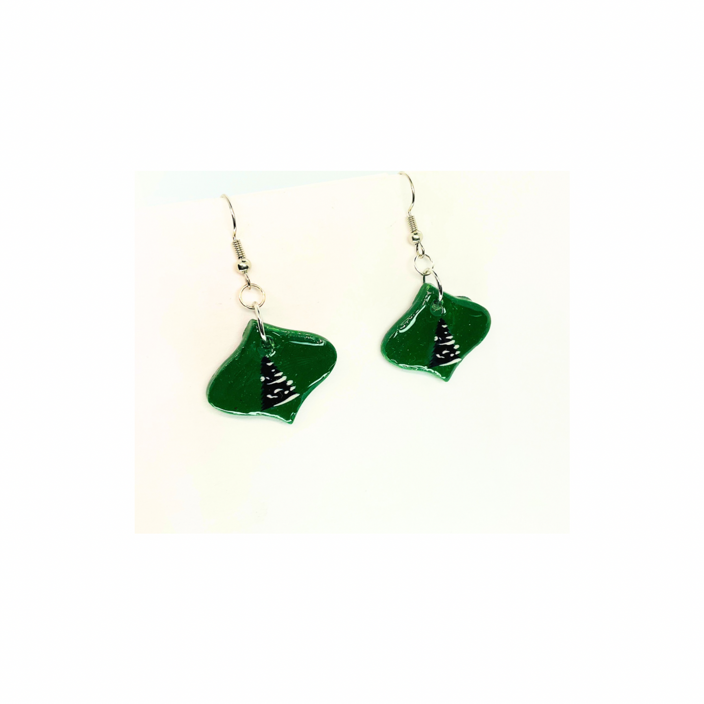 Christmas in July Collection Green Ornament with Tree Dangle Earrings