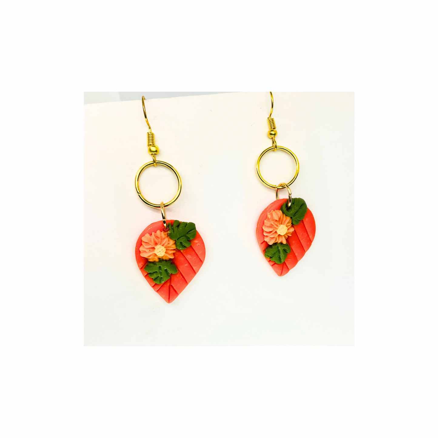 Fall Collection Orange Leaf Dangle Earrings - Elegant Orange Leaf Design with Delicate Craftsmanship for Autumn Outfits