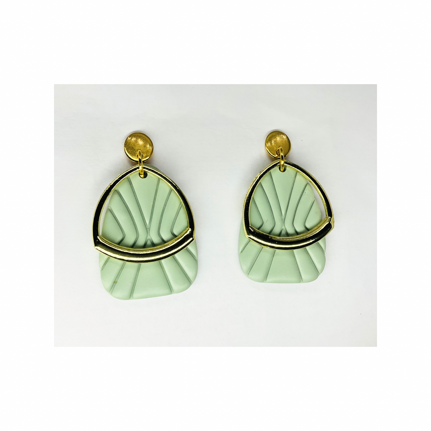 Mint Green Dangle with Gold Embellishment and Gold Stud Earring-Crafting By BB