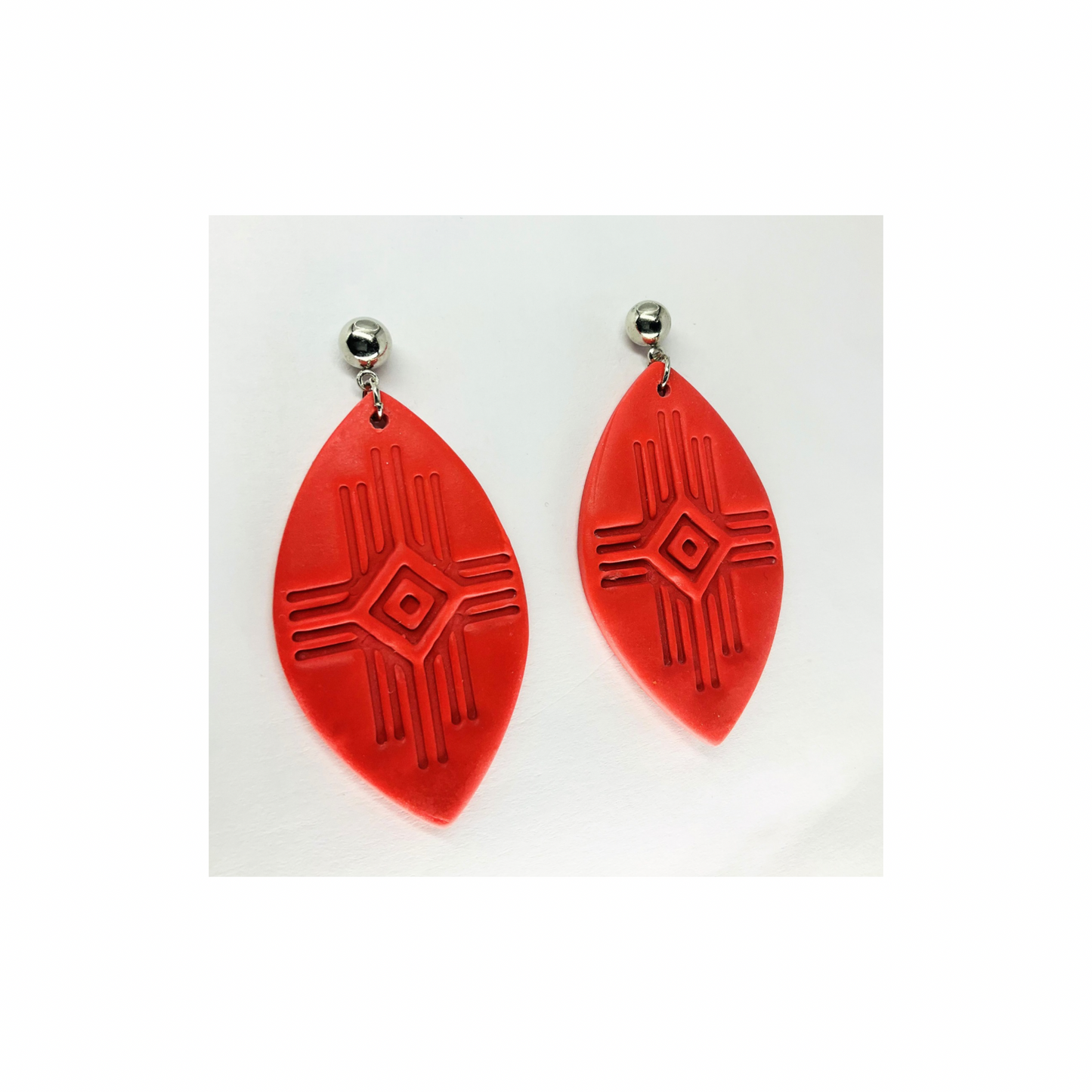 Southwest Geometric Style Dangle with Silver Ball Stud Earrings-Crafting By BB