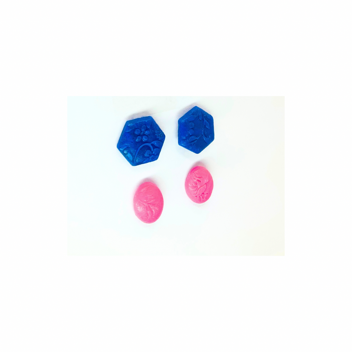 Pink Oval and Blue Hexagon Stud Earrings-Crafting By BB