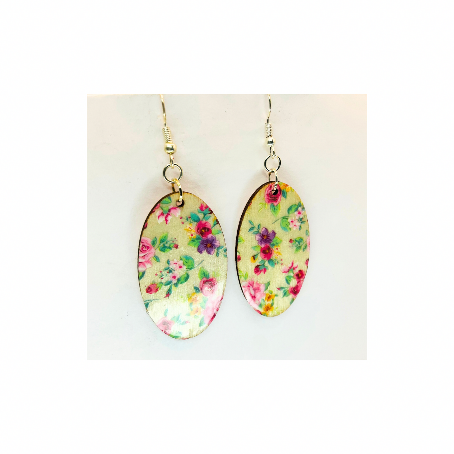 Floral Lightweight Wood Dangle Earring