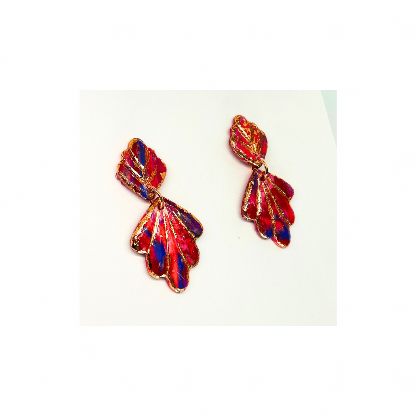 Rose Gold Collection Stud Leaf Shaped Dangle Earrings for Female - Colorful Design Women's Jewelry