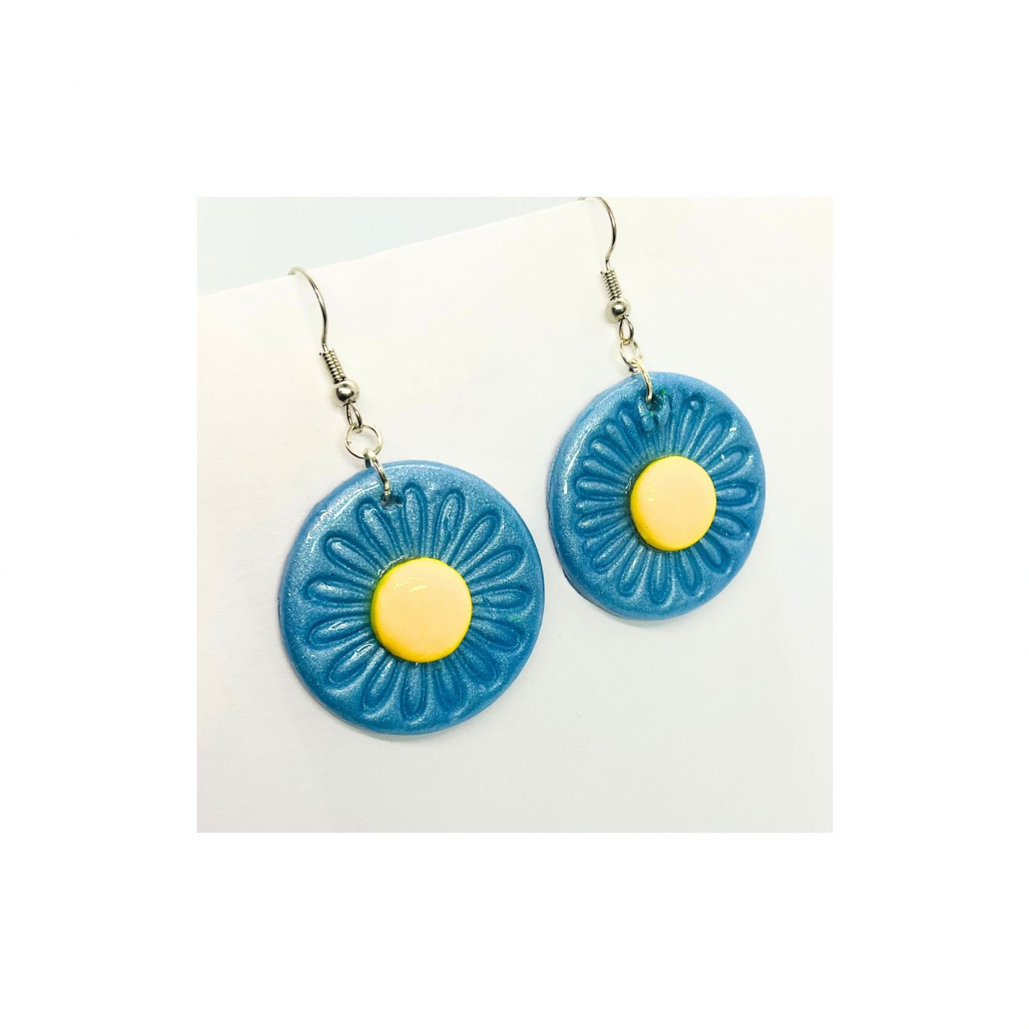 Blue and Yellow Round Dangle Earring