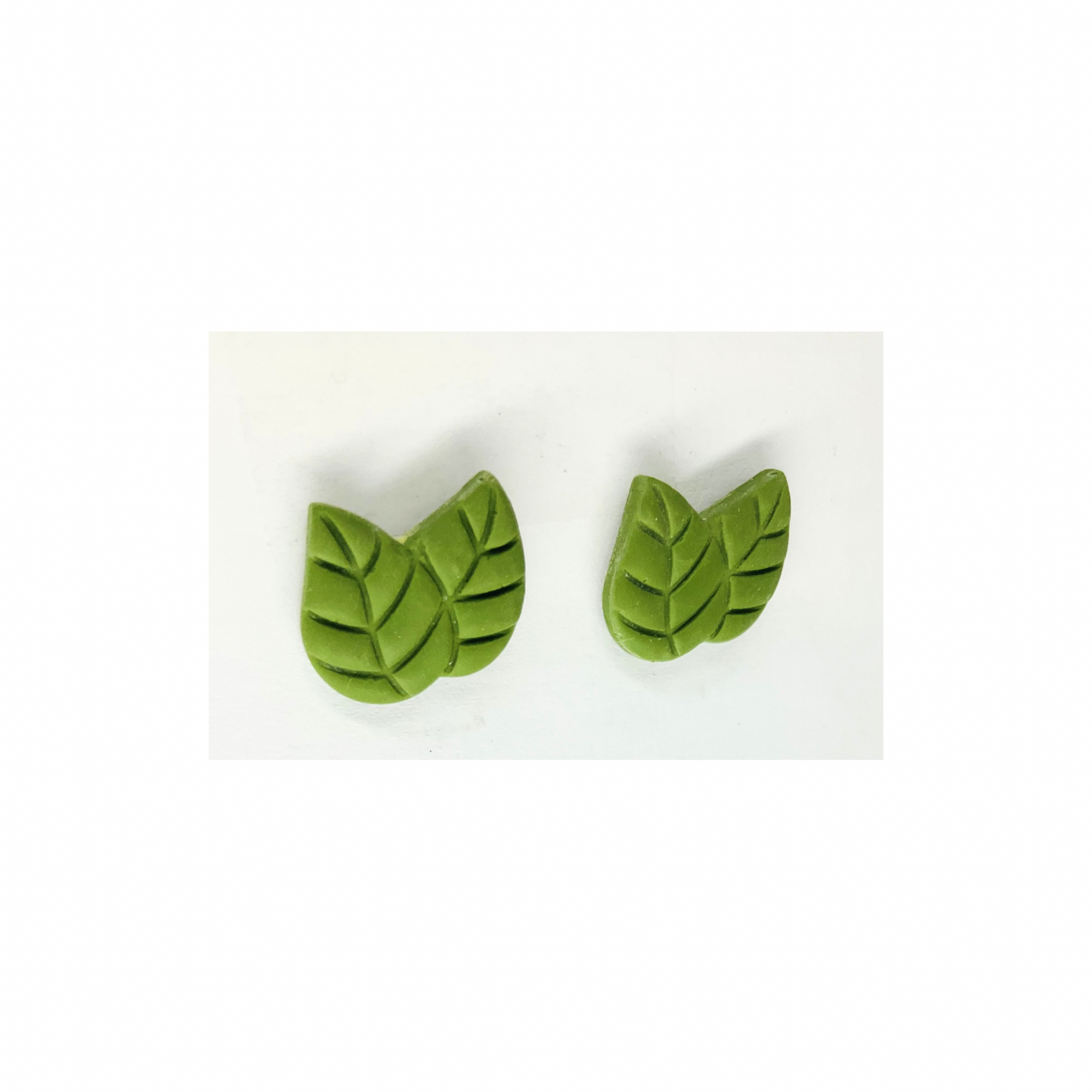 Olive Green Leaf Stud Earrings
