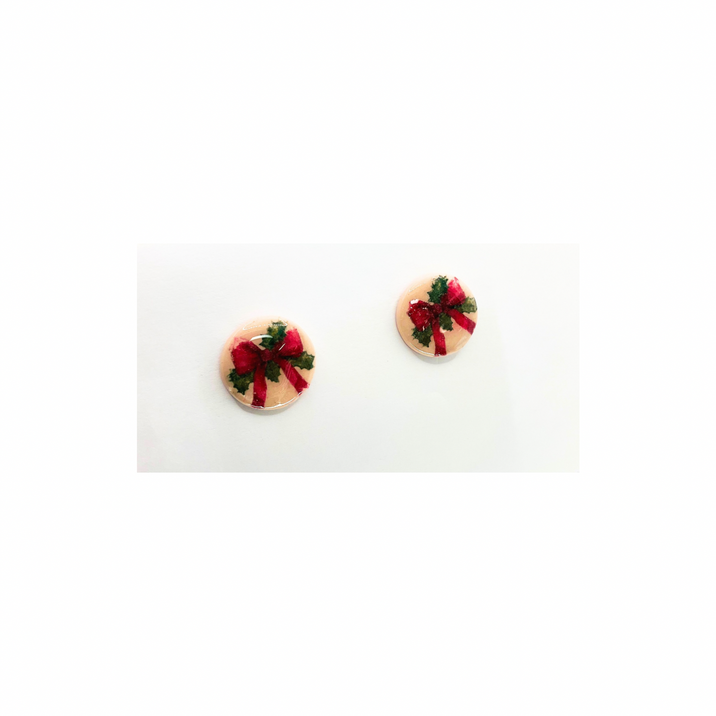 Holly Red Bow Stud Earrings - Vibrant Festive Design