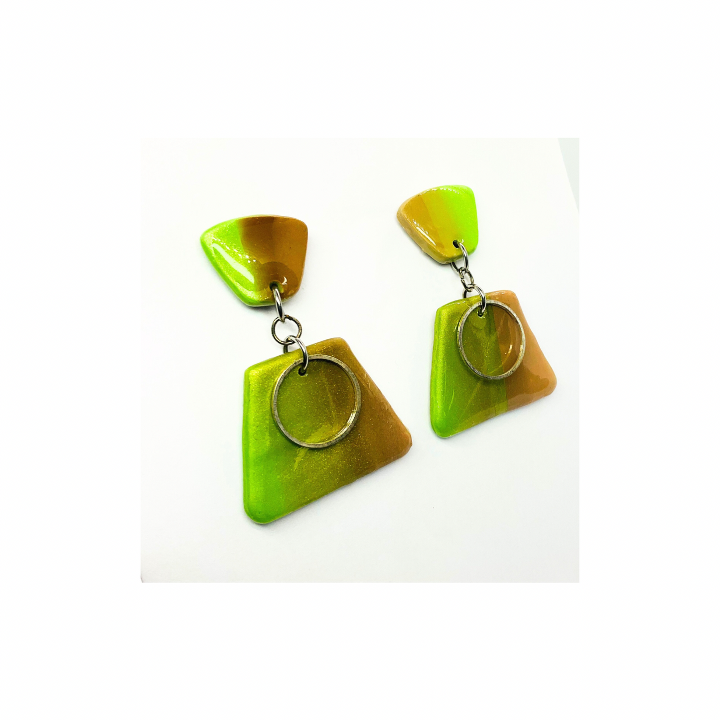 Green and Brown Dangle Earrings