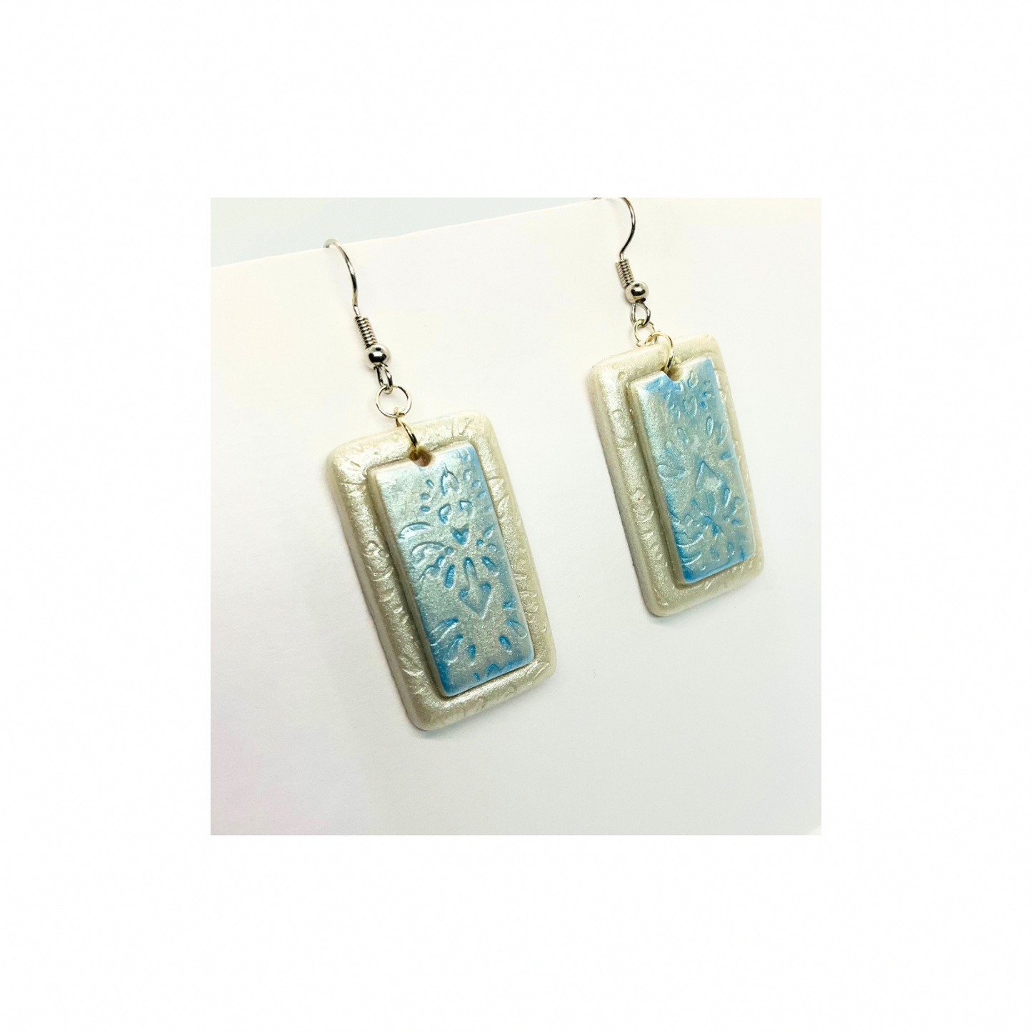 Pearl White and Blue Dangle